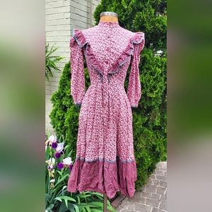 Vintage Jackie Bernard for Eklektic Frilly Cottage Floral Maxi Dress